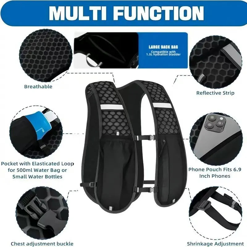 Chaleco hidratante para correr para mujeres y hombres, resistente al agua, transpirable, mochila para correr, senderismo, ciclismo, senderos, maratones
