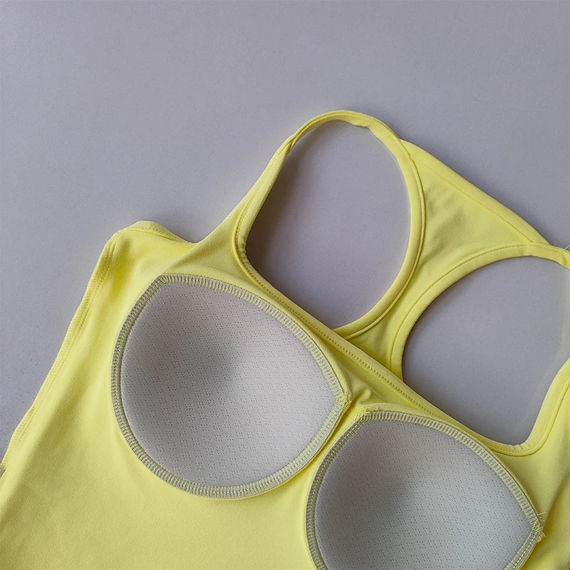 Chaleco deportivo y de fitness con almohadilla para el pecho Verano a prueba de golpes Belleza Espalda desnuda Traje de sensación Pilates Entrenamiento Yoga Top Ropa de yoga
