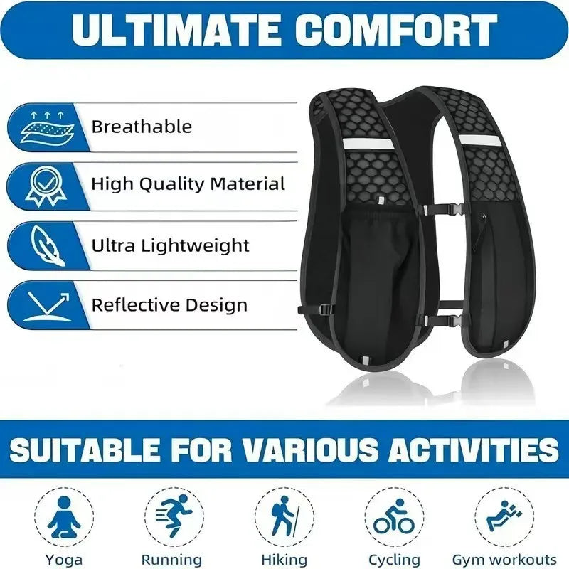 Chaleco hidratante para correr para mujeres y hombres, resistente al agua, transpirable, mochila para correr, senderismo, ciclismo, senderos, maratones