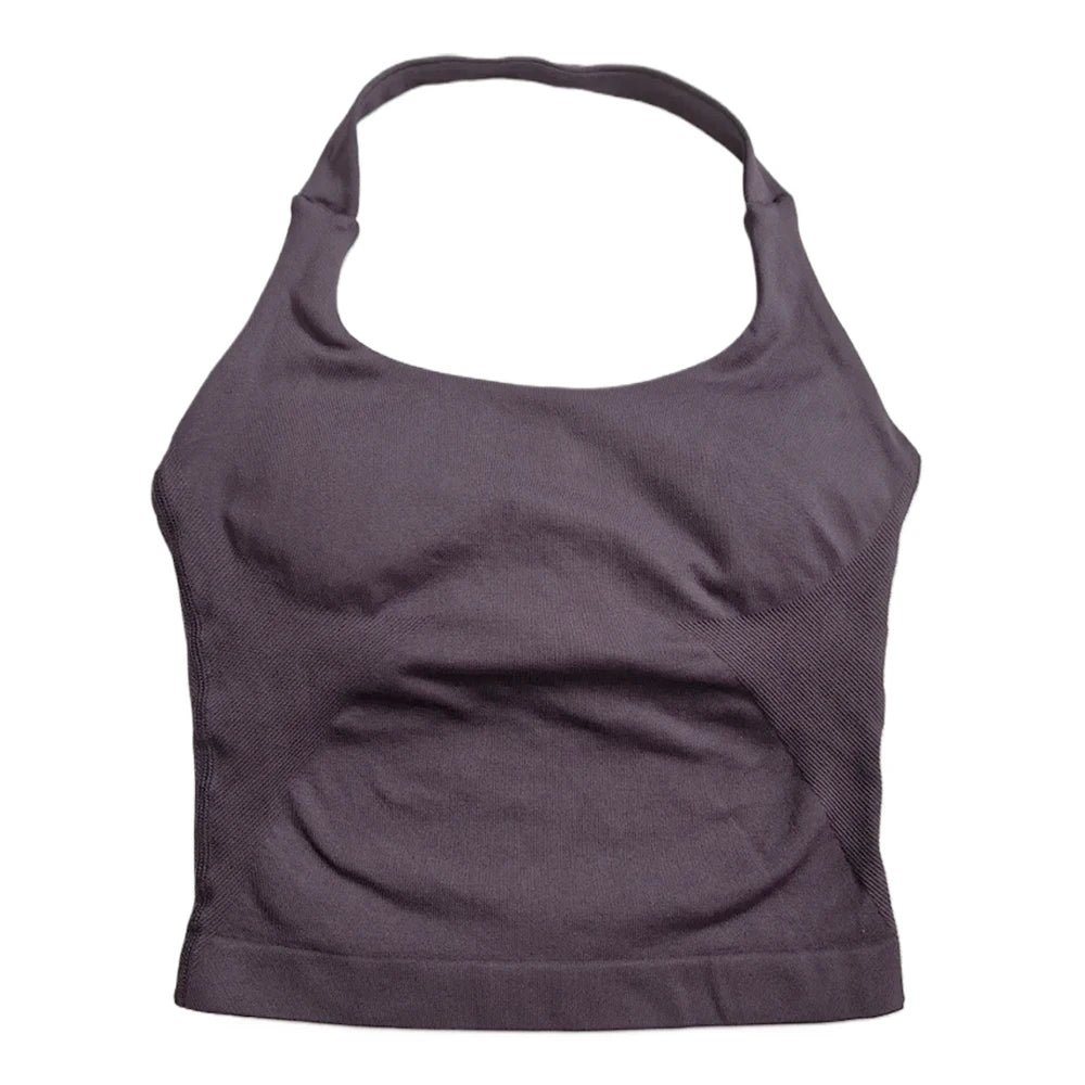 Top de gimnasio para mujer, top sin mangas con tirantes para entrenar, top deportivo acolchado