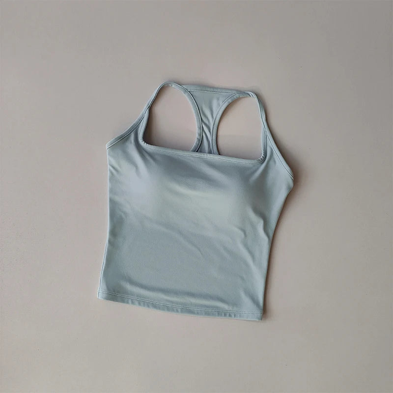 Chaleco deportivo y de fitness con almohadilla para el pecho Verano a prueba de golpes Belleza Espalda desnuda Traje de sensación Pilates Entrenamiento Yoga Top Ropa de yoga