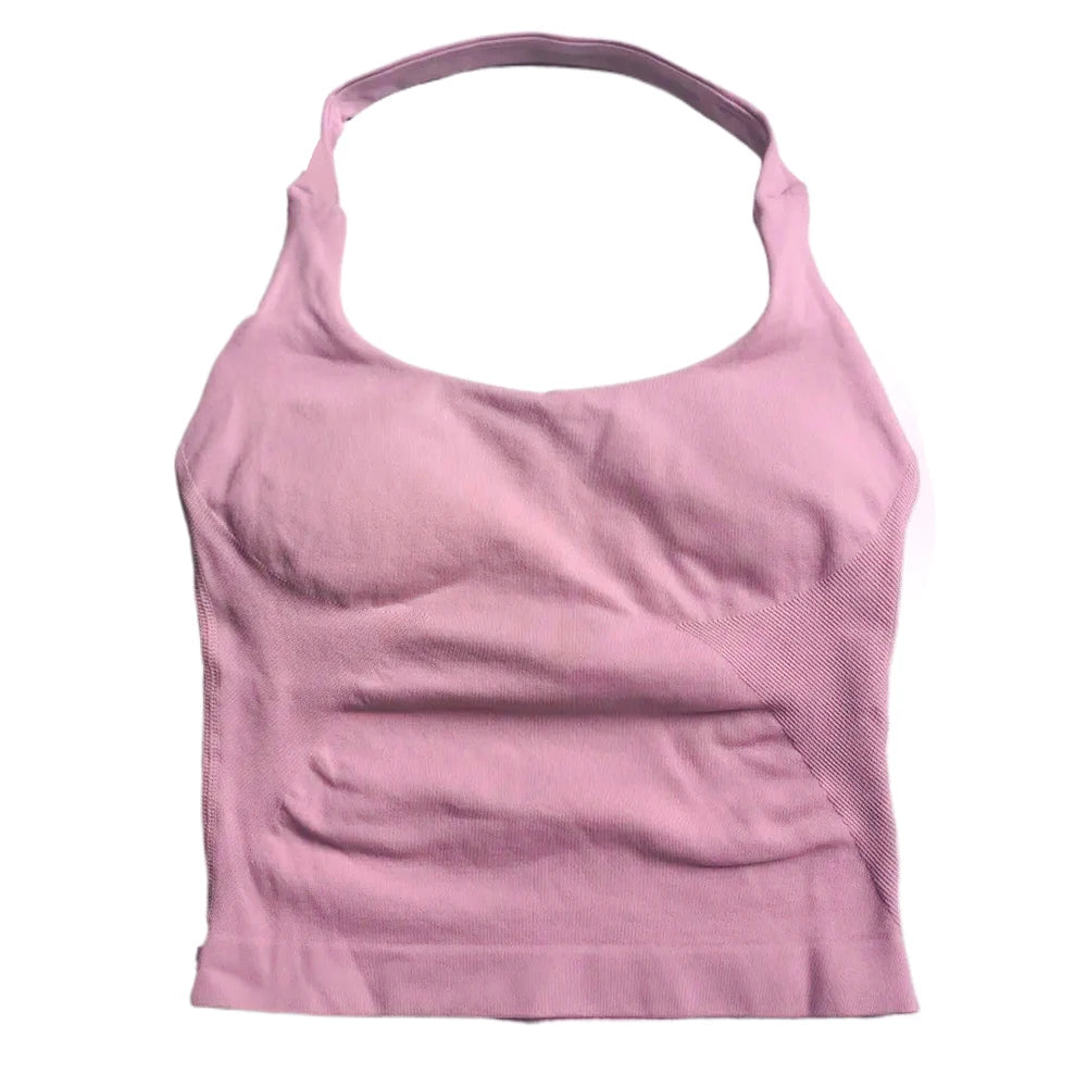 Top de gimnasio para mujer, top sin mangas con tirantes para entrenar, top deportivo acolchado