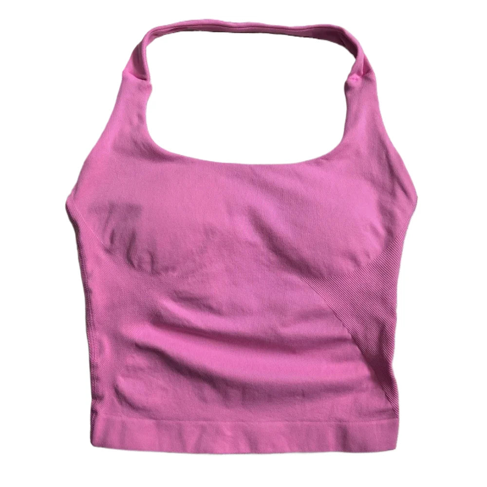 Top de gimnasio para mujer, top sin mangas con tirantes para entrenar, top deportivo acolchado