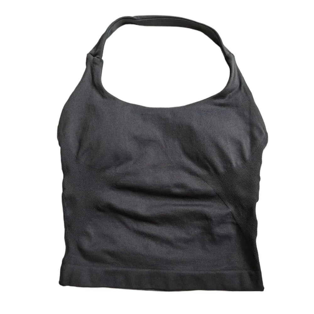 Top de gimnasio para mujer, top sin mangas con tirantes para entrenar, top deportivo acolchado
