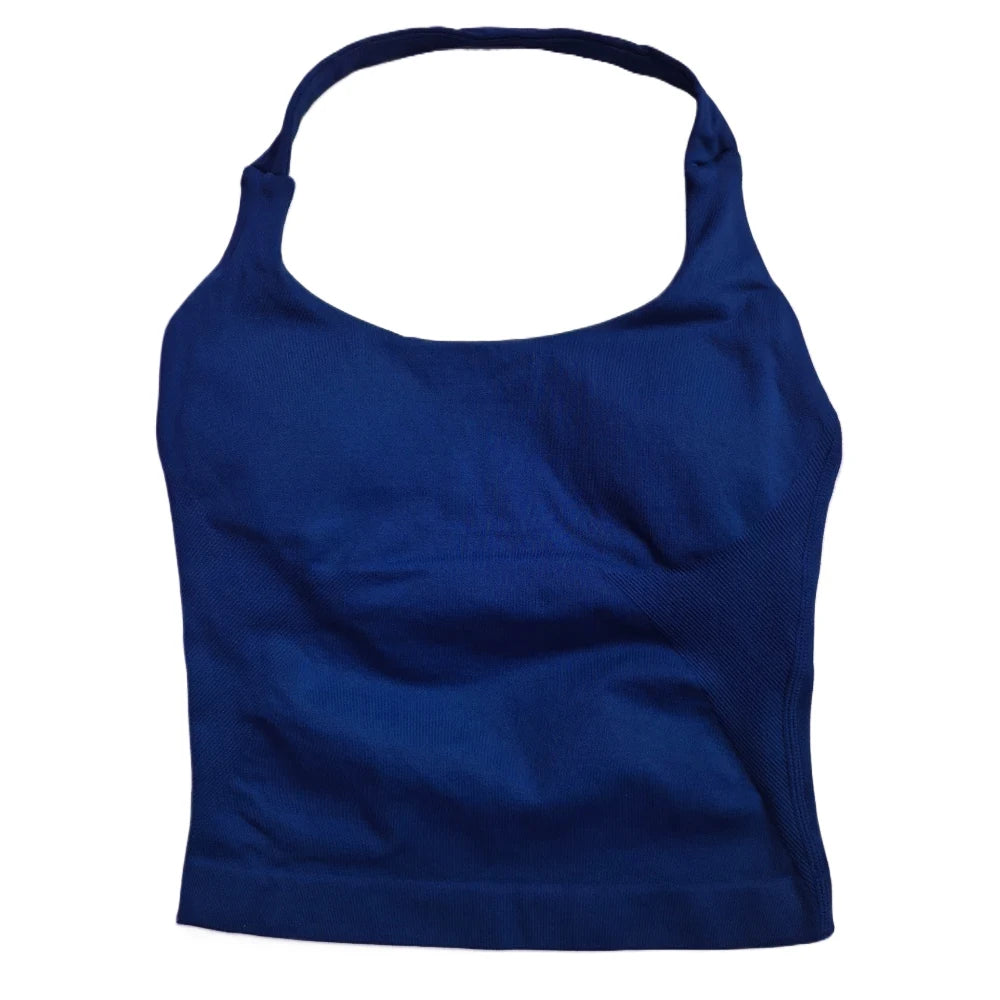 Top de gimnasio para mujer, top sin mangas con tirantes para entrenar, top deportivo acolchado