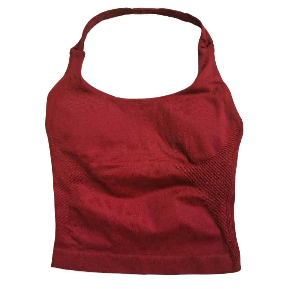 Top de gimnasio para mujer, top sin mangas con tirantes para entrenar, top deportivo acolchado