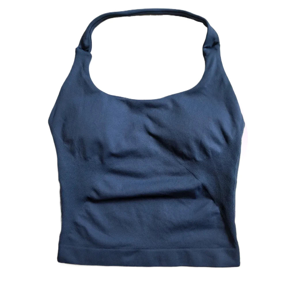 Top de gimnasio para mujer, top sin mangas con tirantes para entrenar, top deportivo acolchado