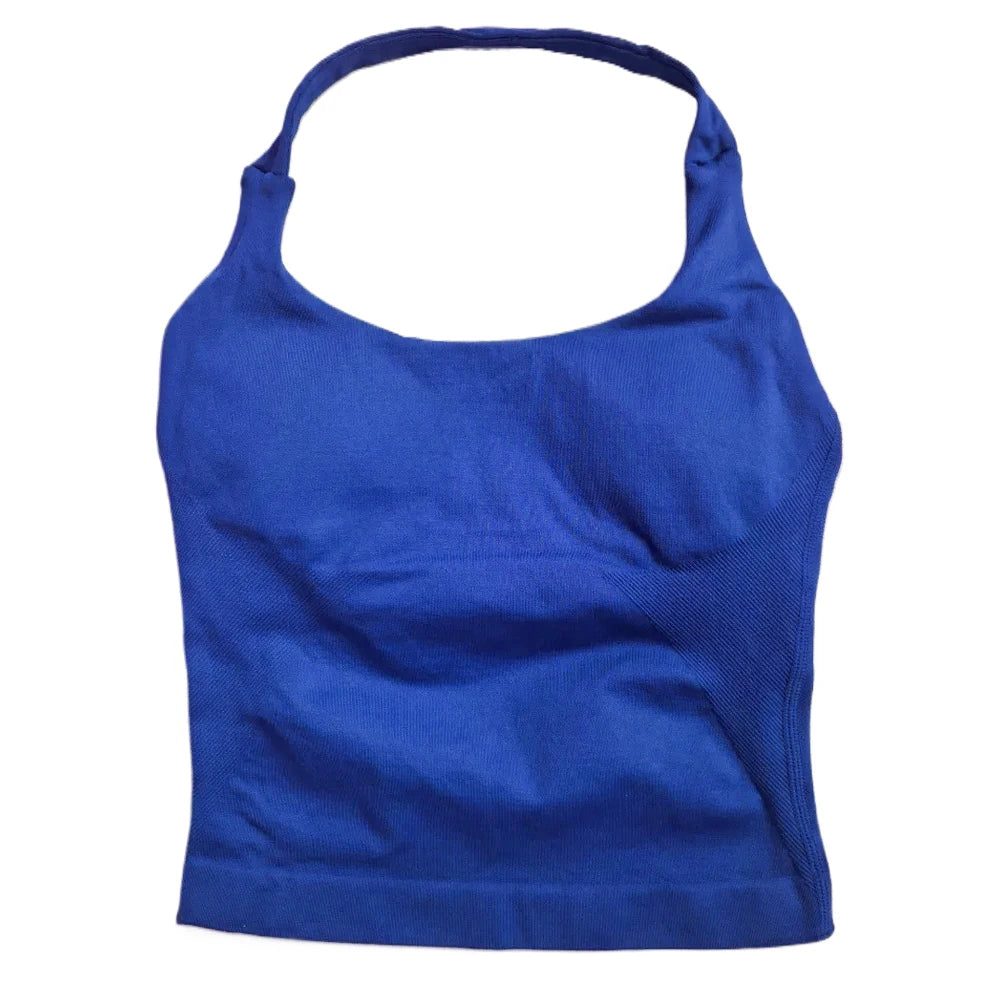 Top de gimnasio para mujer, top sin mangas con tirantes para entrenar, top deportivo acolchado