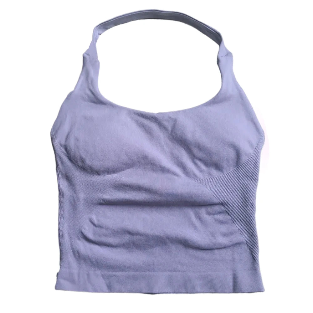 Top de gimnasio para mujer, top sin mangas con tirantes para entrenar, top deportivo acolchado