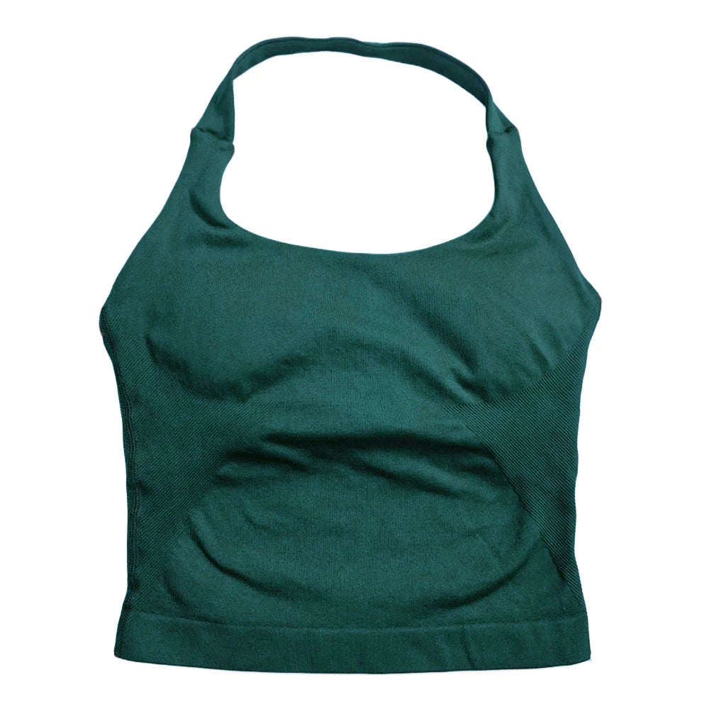 Top de gimnasio para mujer, top sin mangas con tirantes para entrenar, top deportivo acolchado