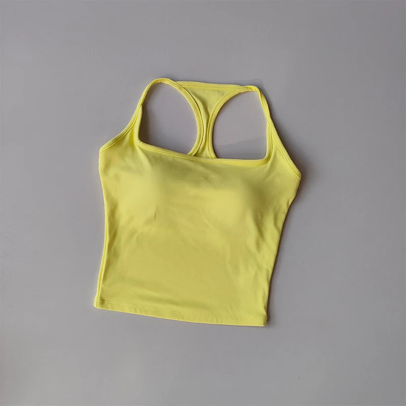 Chaleco deportivo y de fitness con almohadilla para el pecho Verano a prueba de golpes Belleza Espalda desnuda Traje de sensación Pilates Entrenamiento Yoga Top Ropa de yoga