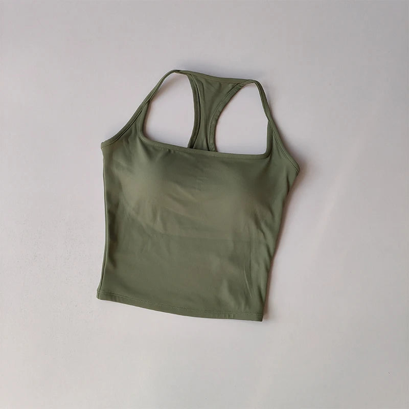 Chaleco deportivo y de fitness con almohadilla para el pecho Verano a prueba de golpes Belleza Espalda desnuda Traje de sensación Pilates Entrenamiento Yoga Top Ropa de yoga