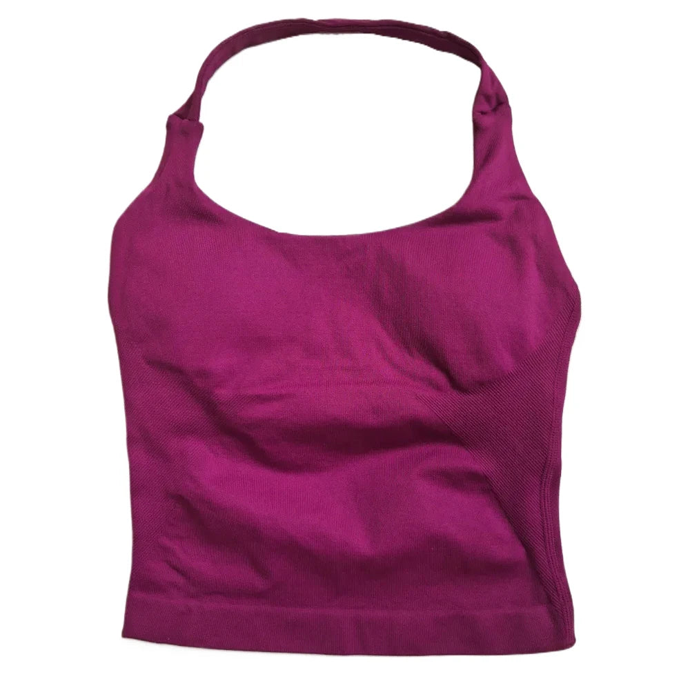 Top de gimnasio para mujer, top sin mangas con tirantes para entrenar, top deportivo acolchado