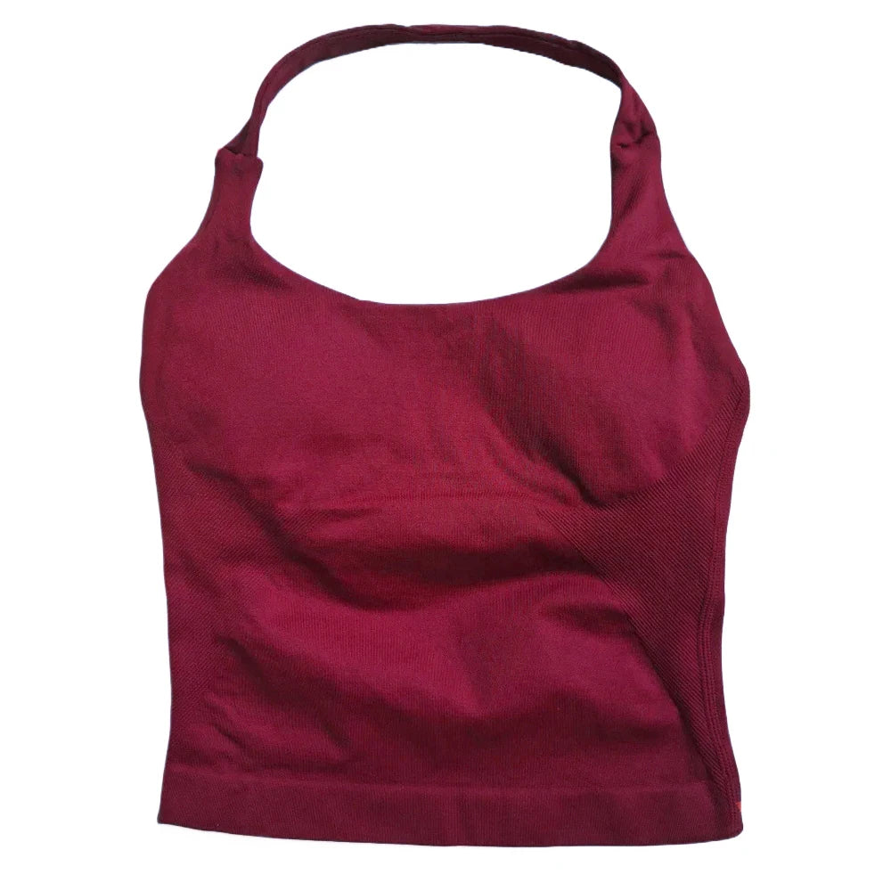 Top de gimnasio para mujer, top sin mangas con tirantes para entrenar, top deportivo acolchado