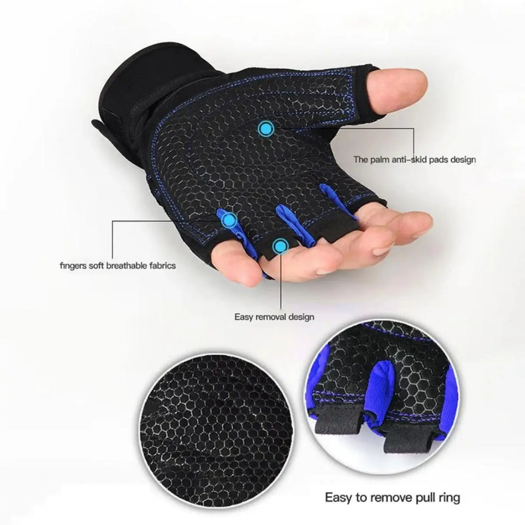 Guantes de gimnasio para hombres y mujeres, guantes de pulsera de levantamiento de pesas, entrenamiento de pesas, entrenamiento deportivo, ejercicio, ciclismo, guantes a prueba de golpes