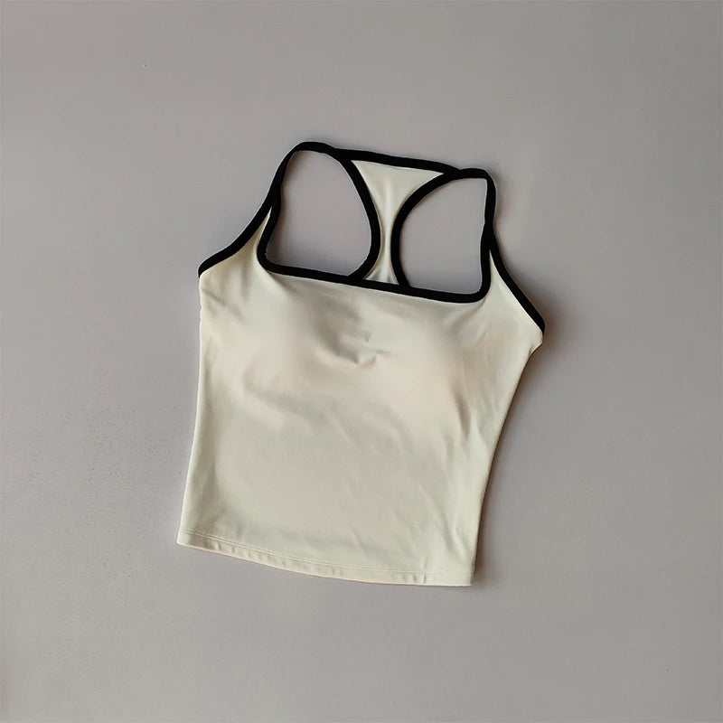 Chaleco deportivo y de fitness con almohadilla para el pecho Verano a prueba de golpes Belleza Espalda desnuda Traje de sensación Pilates Entrenamiento Yoga Top Ropa de yoga