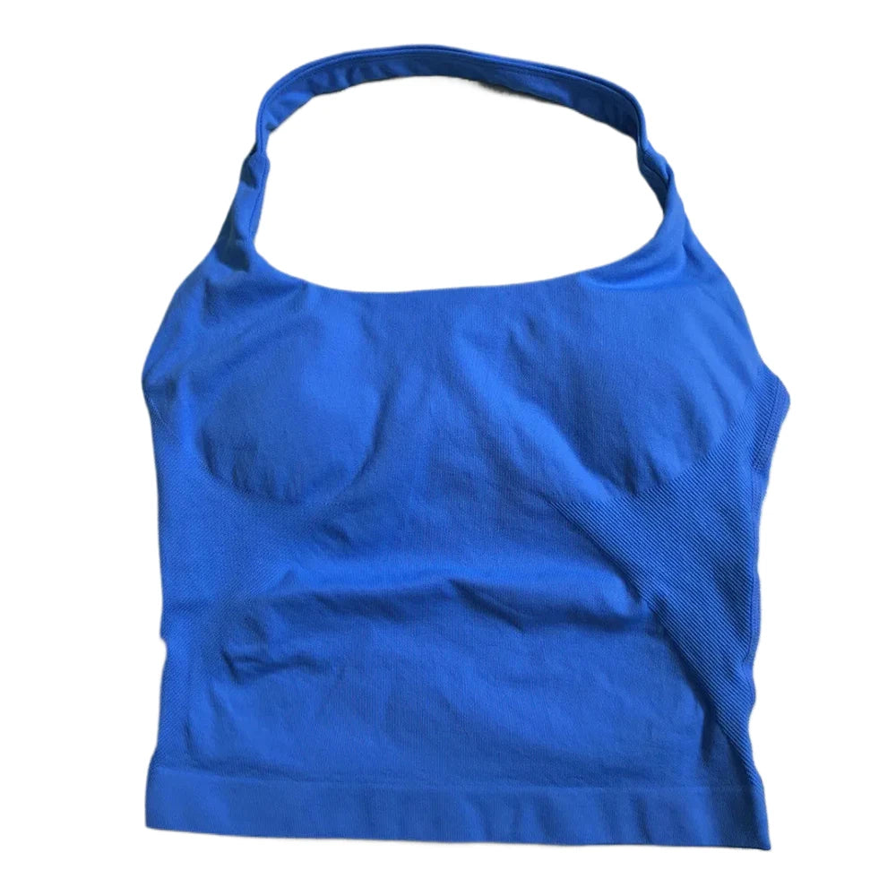 Top de gimnasio para mujer, top sin mangas con tirantes para entrenar, top deportivo acolchado